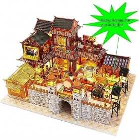 Kit De Maison De Poupée Miniature En Bois 3D Kit De Modèle De Ville Ancienne De Style Chinois Bricolage Maison En Bois Cour C