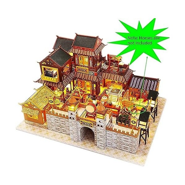 Kit De Maison De Poupée Miniature En Bois 3D Kit De Modèle De Ville Ancienne De Style Chinois Bricolage Maison En Bois Cour C