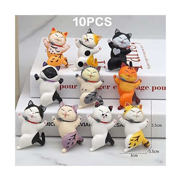 XiXiRan Miniature Chat*10, Figurines de Chat Réalistes, Figurines danimaux de Chat, Chat Miniature Figurine, Mini Figurine O