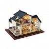 DIY Dollhouse Kit À Léchelle, Playset Chambre avec Montage De Lumière LED Jardin Jardin Maison 3D Bois Puzzle 1:24 Grand Cad