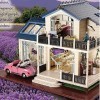 DIY Dollhouse Kit À Léchelle, Playset Chambre avec Montage De Lumière LED Jardin Jardin Maison 3D Bois Puzzle 1:24 Grand Cad