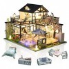 Cuteefun Maquette Maison Miniature pour Adulte à Construire, DIY Maison de Poupée Miniature Bois en Kit avec Meubles Musique 