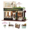 CUTEROOM Maison de Poupées en Bois Bricolage Handcraft Miniature Kit-Paris Café et gâteau Shop Model avec Tous Les Meubles, l