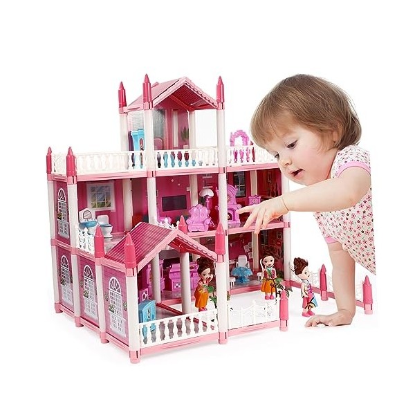 ibasenice Maison De Poupée Jouets pour Les Filles Fille Jouets Enfants Jouets Enfant en Bas Âge Jouets Manoir Playhouse Enfan