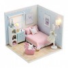 Kisoy Maison de poupée miniature avec kit de meubles, maison 3D en bois à faire soi-même, un coin dun petit appartement avec