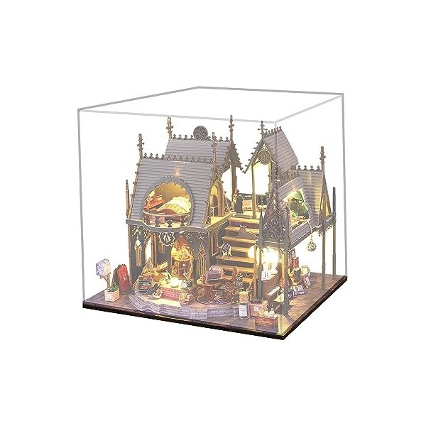 Perfeclan Kits Miniatures de Bricolage pour Maison de Poupée avec Couvercle Anti-poussière et Puzzles 3D LED pour Enfants