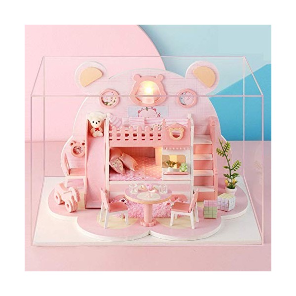 Maison De Poupée Miniature avec des Meubles Kit De Maison De Poupée Bricolage,B