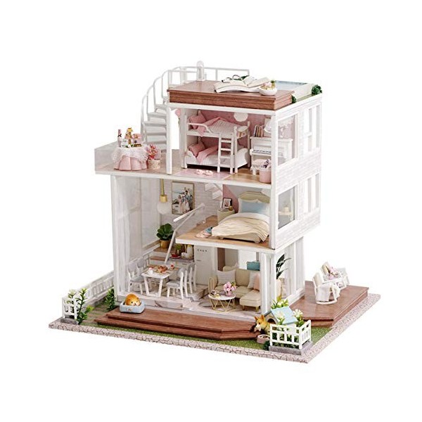 itrimaka Maison Miniature - Meubles Miniatures Maison poupée Bricolage pour Adolescents et Adultes, Mini Maison poupée en Boi
