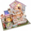 Mopoq 3D Puzzles Miniature main en bois Dollhouse bricolage Kit - doux romantique Princesse Rose Ville Série Dollhouses Acces