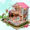 Mopoq 3D Puzzles Miniature main en bois Dollhouse bricolage Kit - doux romantique Princesse Rose Ville Série Dollhouses Acces
