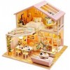 Kit de Maison De Poupée Bricolage, Kit de modèle de maison de poupée Loft rose miniature à faire soi-même avec meubles chambr