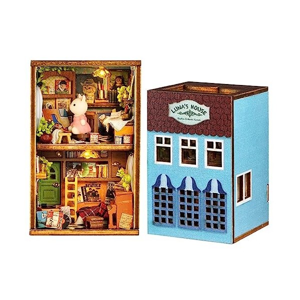 CUTEBEE Kit de maison de poupée miniature à faire soi-même, kit maison de poupée en bois à faire soi-même, idée de pièce créa