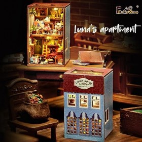 CUTEBEE Kit de maison de poupée miniature à faire soi-même, kit maison de poupée en bois à faire soi-même, idée de pièce créa