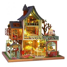 1/12 Maison de, boîtes de Chambre, Fait à Vintage avec LED Salle de Livre drôle Petite Barre Figurines de Bricolage Naturelle