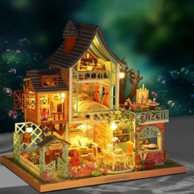 1/12 Maison de, boîtes de Chambre, Fait à Vintage avec LED Salle de Livre drôle Petite Barre Figurines de Bricolage Naturelle