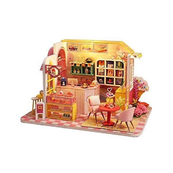 Kisoy Maison de poupée miniature avec kit de meubles, modèle de maison fait à la main pour homme et femme