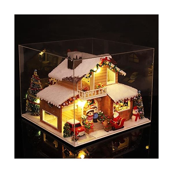 ORTUH 30x30x24cm LED DIY Kit avec LED Light, Plants, Ornement, Furniture - Maison poupée assemblé à la Main - Maison poupée