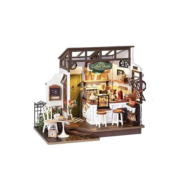 SOENS Kits de Maison de poupées Miniatures en Bois Bricolage 3D Kits dartisanat Modèle de Magasin de café et de gâteaux avec