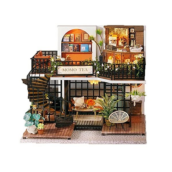 XLZSP Maison de poupée miniature en bois à monter soi-même - Mini serre avec LED - Cadeau danniversaire pour garçons et fill