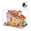 XLZSP Kit de meubles de maison de poupée miniature en bois de style européen Villa 3D modèle de maison de poupée Kit Nouvel A