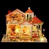 XLZSP Kit de meubles de maison de poupée miniature en bois de style européen Villa 3D modèle de maison de poupée Kit Nouvel A