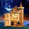 ZHIRCEKE 3D Miniature Dollhouse DIY House Kit - Mini Grande Villa À La Main avec Meubles LED Lumière, Boîte À Musique pour Ca