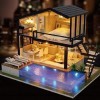 XLY Dollhouse Miniature DIY Dollhouse Douce Miniature Dollhouse Kit Plat Illuminated Musique Dollhouse Kit Modèle en Bois Meu