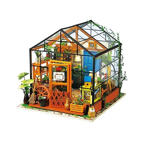 AADEE Mini maison miniature pour travaux manuels, kit de bricolage 3D maison avec lumière LED, modélisme miniature, meubles e