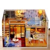 2 kits maison miniatures - Petite maison - Kit meubles miniatures en bois et PP - Mini maison verte avec LED - Meilleurs cade