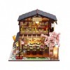 DIY Style Sushi Restaurant Dollhouse, Kit Artisanat Dollhouse Miniature avec Chapeau De Meubles Sushi Innovative Sushi Restau