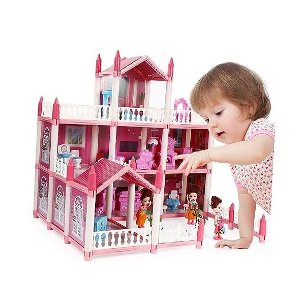 Toyvian Jouet Accessoires Poupées pour Maison De Poupée Maison De Poupée Princesse Manoir Théâtre Maison De Poupée à 3 Étages