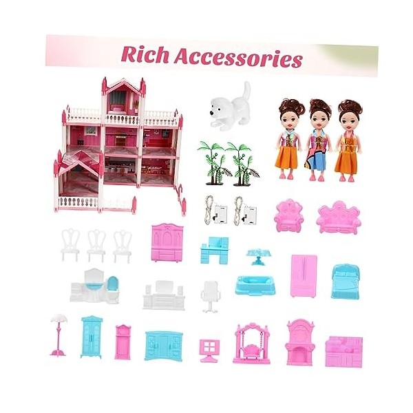 Toyvian Jouet Accessoires Poupées pour Maison De Poupée Maison De Poupée Princesse Manoir Théâtre Maison De Poupée à 3 Étages