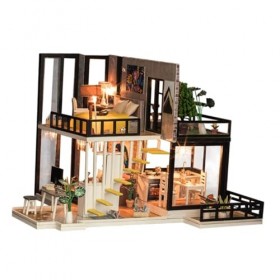 Toyvian Petite Maison De Poupée Cabine pour Enfants Maison De Poupée Miniature Bricolage Maison De Poupée sans Batterie en Ba