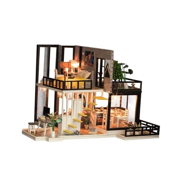 Toyvian Petite Maison De Poupée Cabine pour Enfants Maison De Poupée Miniature Bricolage Maison De Poupée sans Batterie en Ba