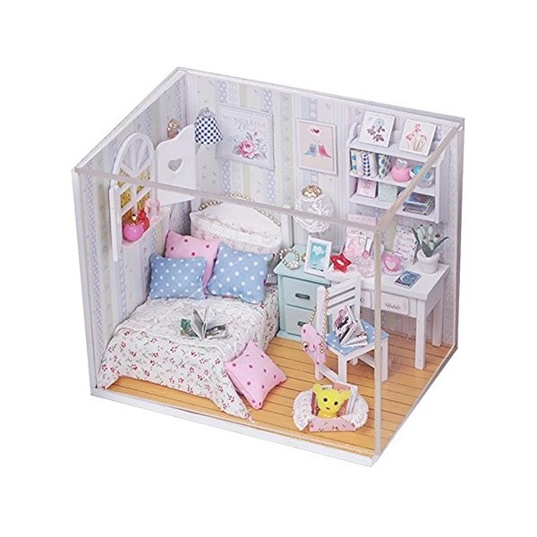 Maison de poupée Miniature en Forme darbre avec Meubles et Housse pour décoration Romantique