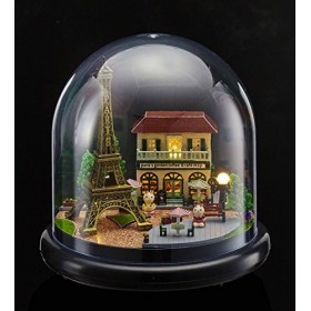 Flever Maison de poupée miniature DIY Maison Maison de Poupée Maison Créative avec Mobilier et Couvercle en Verre pour Art Ro