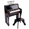 Hape Piano Électronique Noir avec Apprentissage Interactif - Piano en Bois 25 Touches, Pupitre et Tabouret en Bois Inclus, Jo