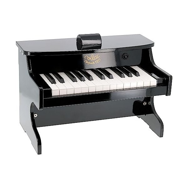 Vilac - Piano Electronique - Instrument de Musique - Jouet Educatif en Bois - Partitions Incluses - 25 Touches - Noir - pour 