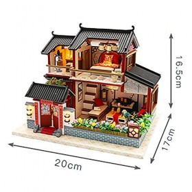 luckiner Maison de poupée miniature en bois avec housse anti-poussière - Cadeau danniversaire