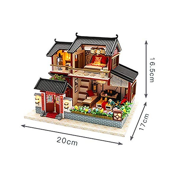 luckiner Maison de poupée miniature en bois avec housse anti-poussière - Cadeau danniversaire