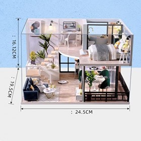 perfk Maison de Poupée avec Meubles LED de Construction de Chalet de Style Nordique pour Filles