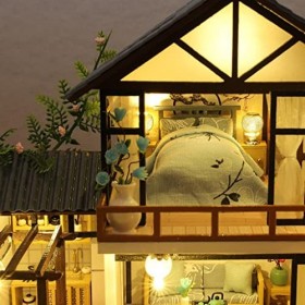 Folpus Maison de Poupée en Bois et étui Anti-poussière DIY 3D Puzzles Building Home Decor