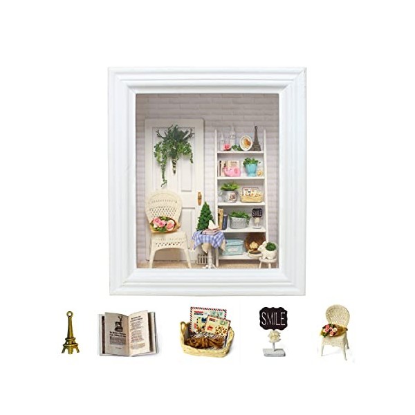 Kisoy Maison de poupée miniature romantique et mignonne, kit de bricolage créatif, cadeau parfait pour les amis, les amoureux