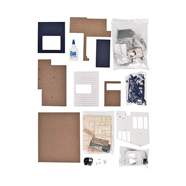 Kit de Petite Maison de Bricolage Maison de Poupée en Bois 33 × 29 × 9 Villa Miniature en Bois de Bricolage avec Piscine Asse