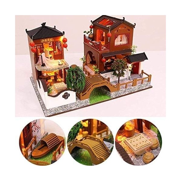 UNDR Kit De Bricolage De Maison De Poupées Miniatures avec Meubles De Maison De Poupée, Kit De Noël, Cadeau danniversaire, S