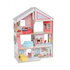 KidKraft Maison de Poupée Charlie en Bois Incluant Accessoires et Mobilier, Maison à 3 étages avec Jeu à 360 degrés pour Mini