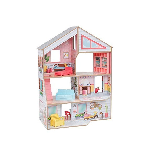 KidKraft Maison de Poupée Charlie en Bois Incluant Accessoires et Mobilier, Maison à 3 étages avec Jeu à 360 degrés pour Mini