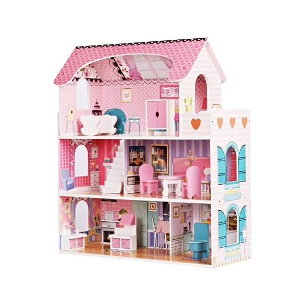 wuuhoo® Maison de poupée Mary en Bois Clair et Moderne – Set de 5 pièces avec Un Balcon, Villa de poupée avec équipement Mode