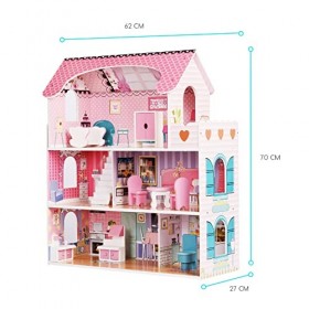 wuuhoo® Maison de poupée Mary en Bois Clair et Moderne – Set de 5 pièces avec Un Balcon, Villa de poupée avec équipement Mode