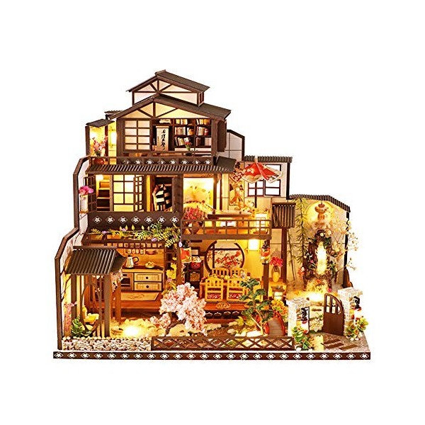 SEPTEMBER-DIY 1:24 Palais impérial japonais miniature en bois Kit maison de poupée créative maison de poupée de style japonai